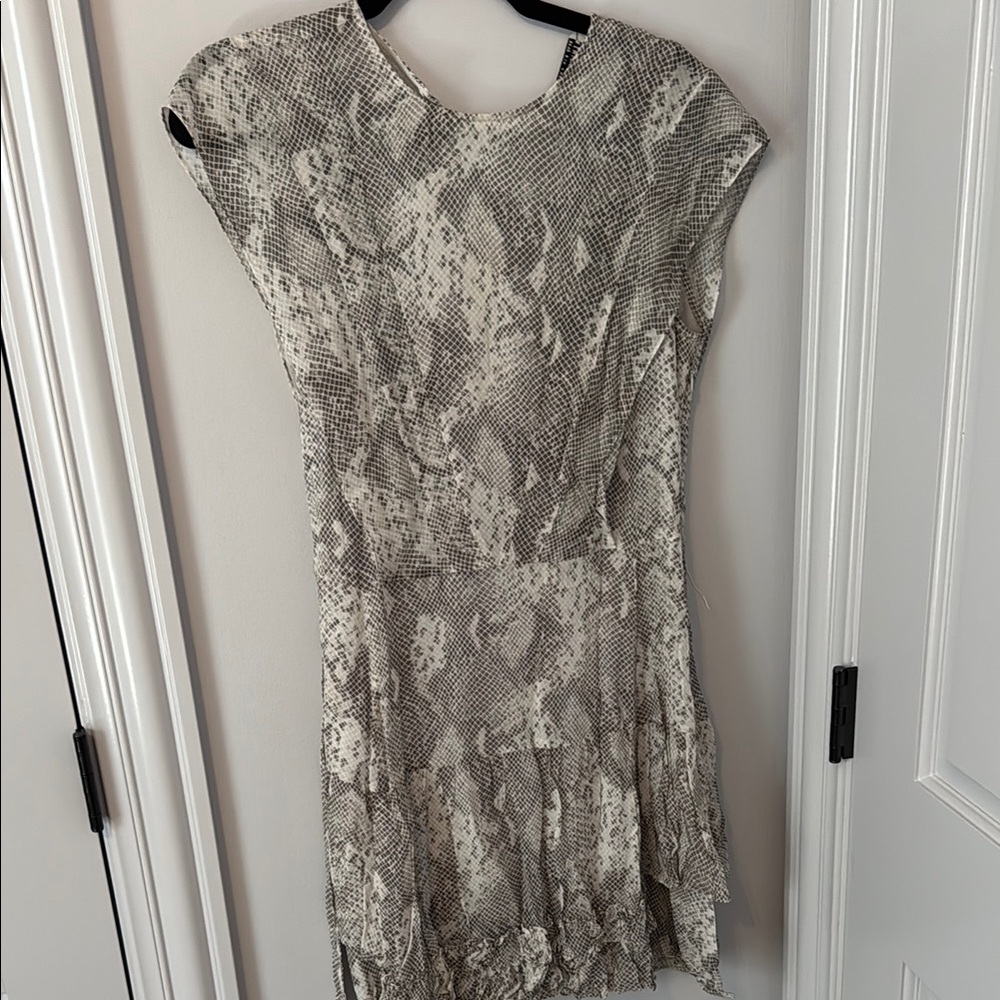 All Saints Gray Sheath Dress with Asymmetrical Design